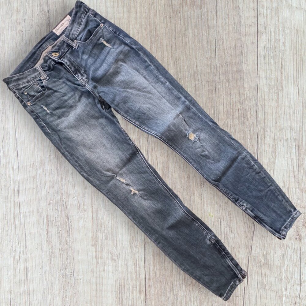 PISTOLA High Waist Rise Skinny Zip Ankle Distressed Stretch Denim Jeans 28